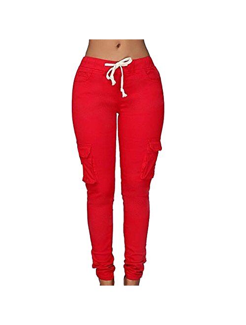 LINGMIN Women's Casaul Stretchy Pull-on Waist Skinny Solid Color Slim Leg Leggings Pants