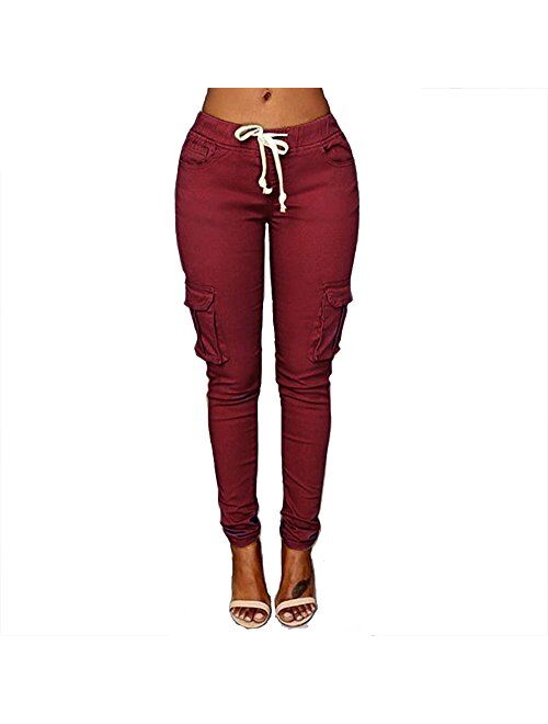 LINGMIN Women's Casaul Stretchy Pull-on Waist Skinny Solid Color Slim Leg Leggings Pants