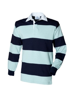 Front Row Sewn Striped Long Sleeve Regular Fit Rugby Shirt