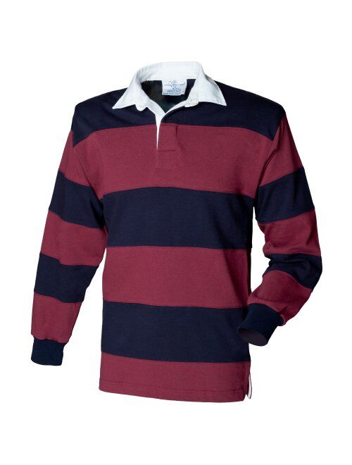 Front Row Sewn Striped Long Sleeve Regular Fit Rugby Shirt