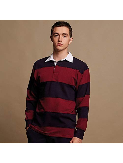 Front Row Sewn Striped Long Sleeve Regular Fit Rugby Shirt