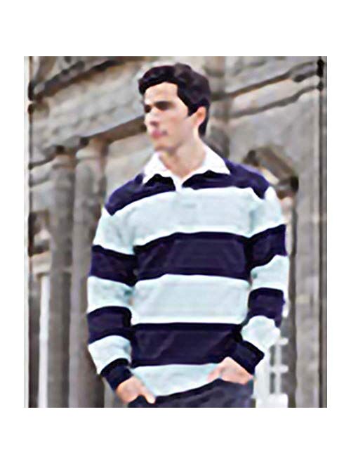 Front Row Sewn Striped Long Sleeve Regular Fit Rugby Shirt