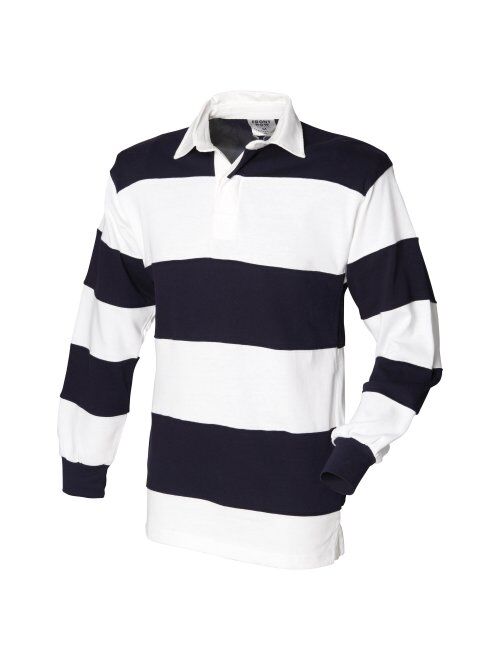 Front Row Sewn Striped Long Sleeve Regular Fit Rugby Shirt