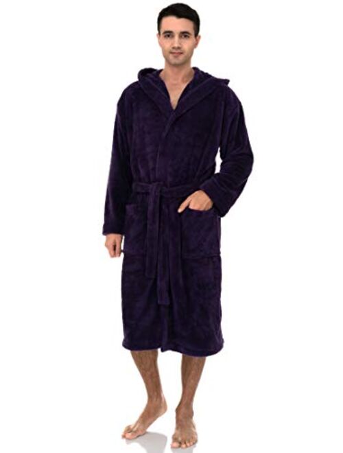 TowelSelections Men's Robe, Plush Fleece Hooded Spa Bathrobe