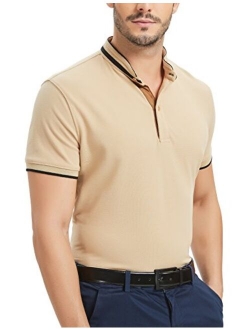 Navifalcon Mens Polo Shirt with Short & Long Sleeve Cotton Pique