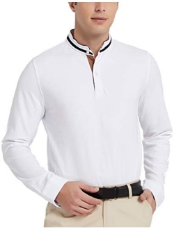 Navifalcon Mens Polo Shirt with Short & Long Sleeve Cotton Pique