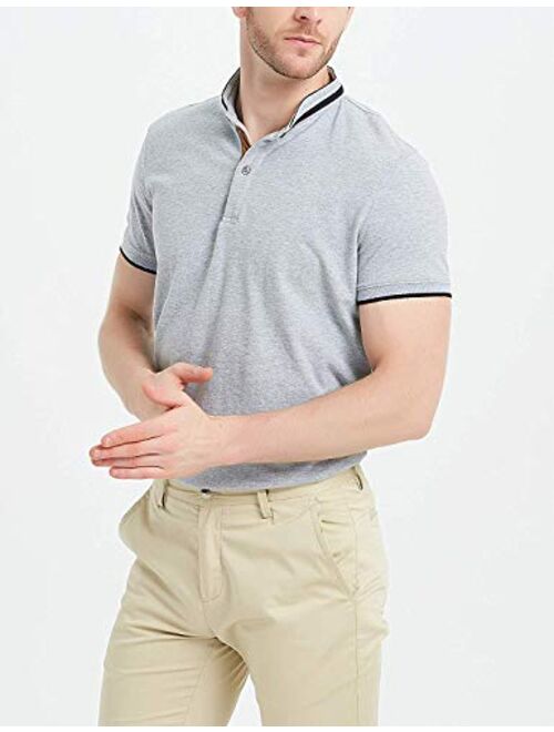 Navifalcon Mens Polo Shirt with Short & Long Sleeve Cotton Pique