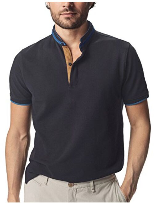 Navifalcon Mens Polo Shirt with Short & Long Sleeve Cotton Pique