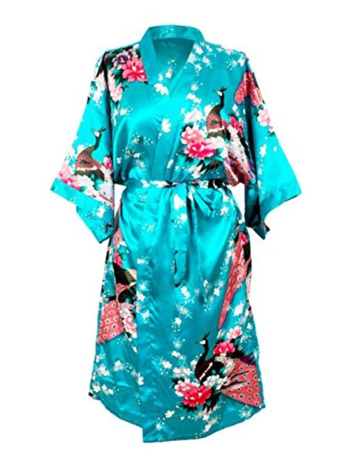 CCcollections Kimono Robe Long 16 Colors Premium Peacock Bridesmaid Bridal Shower Womens Gift