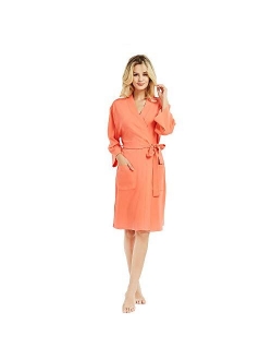 U2SKIIN Womens Cotton Robes, Lightweight Robes, 3/4 Sleeves Knit Bathrobe Soft Sleepwear