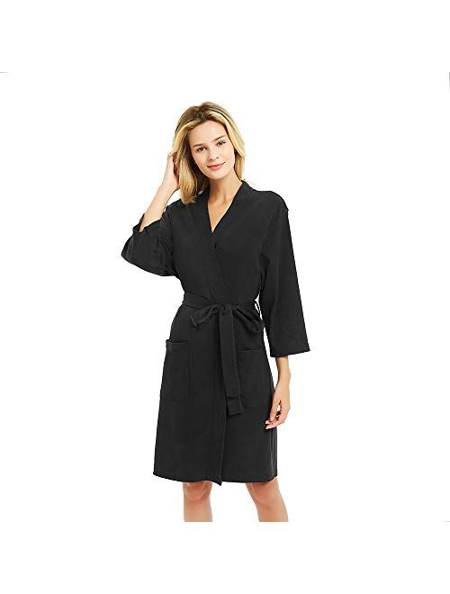 U2SKIIN Womens Cotton Robes, Lightweight Robes, 3/4 Sleeves Knit Bathrobe Soft Sleepwear