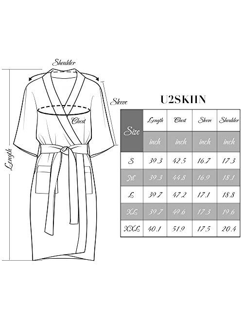 U2SKIIN Womens Cotton Robes, Lightweight Robes, 3/4 Sleeves Knit Bathrobe Soft Sleepwear