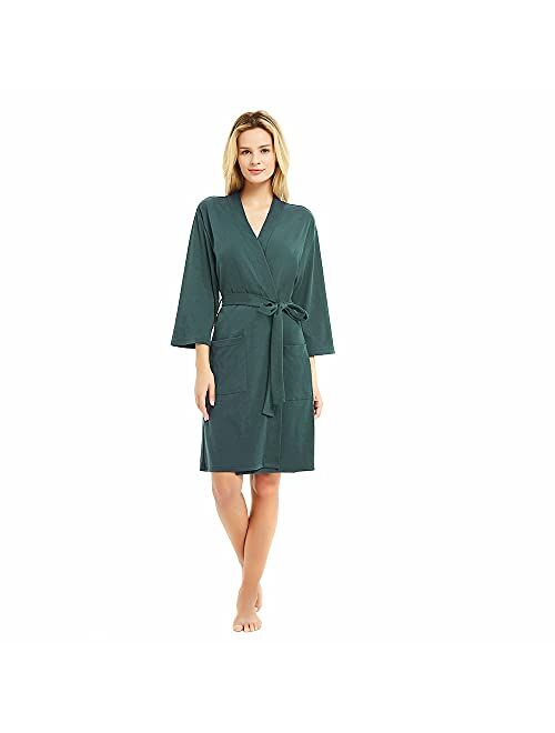 U2SKIIN Womens Cotton Robes, Lightweight Robes, 3/4 Sleeves Knit Bathrobe Soft Sleepwear