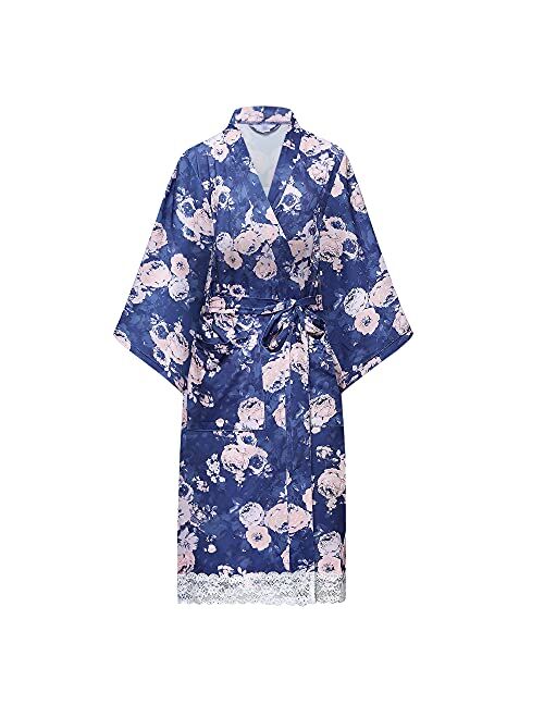 U2SKIIN Womens Cotton Robes, Lightweight Robes, 3/4 Sleeves Knit Bathrobe Soft Sleepwear