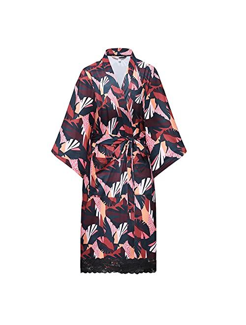 U2SKIIN Womens Cotton Robes, Lightweight Robes, 3/4 Sleeves Knit Bathrobe Soft Sleepwear