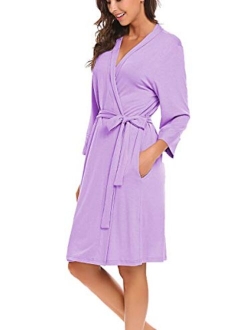 Bluetime Women Robe Soft Kimono Robes Cotton Bathrobe Sleepwear Loungewear Short