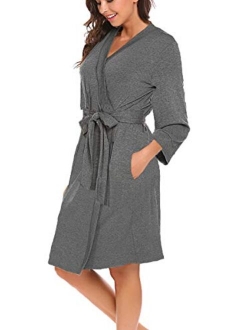 Bluetime Women Robe Soft Kimono Robes Cotton Bathrobe Sleepwear Loungewear Short