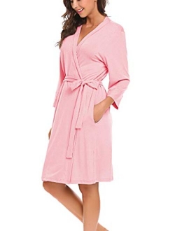 Bluetime Women Robe Soft Kimono Robes Cotton Bathrobe Sleepwear Loungewear Short