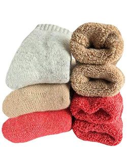 Womens Super Thick Wool Socks - Soft Warm Comfort Casual Crew Winter Socks (Pack of 3-5), Multicolor