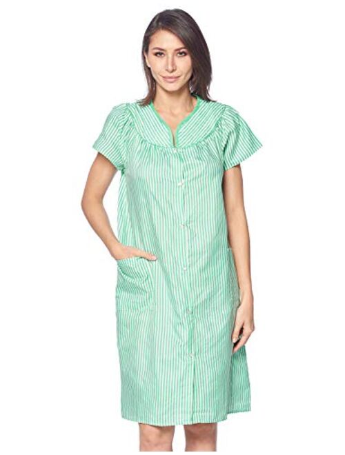 Women's Sleepwear Snap-Front Duster/Casual Nights/Short Sleeve  Duster/Housecoat/House Dress Long Nightgown S-XXL