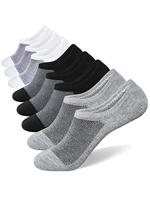 No Show Socks for Men 8 pack Cotton Thin Low Cut Non Slip for Loafer Flats Sneakers 6-11/12-15