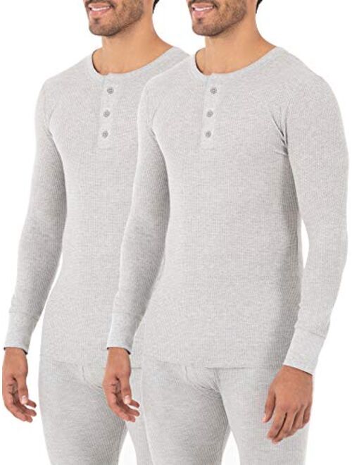 Fruit of the Loom Men's Classic Midweight Waffle Thermal Henley Top