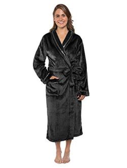 Premium Women Fleece Robe with Satin Trim | Luxurious Super Soft Plush Bathrobe