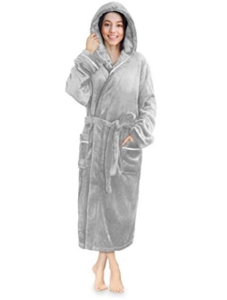 Premium Women Fleece Robe with Satin Trim | Luxurious Super Soft Plush Bathrobe