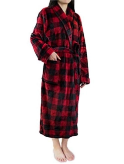 Premium Women Fleece Robe with Satin Trim | Luxurious Super Soft Plush Bathrobe