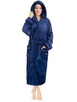 Premium Women Fleece Robe with Satin Trim | Luxurious Super Soft Plush Bathrobe