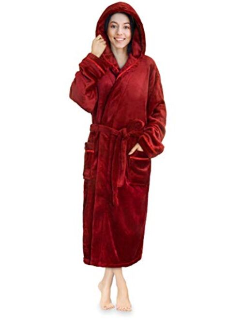 Premium Women Fleece Robe with Satin Trim | Luxurious Super Soft Plush Bathrobe