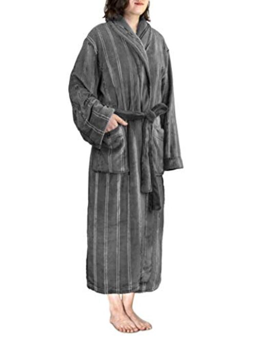 Premium Women Fleece Robe with Satin Trim | Luxurious Super Soft Plush Bathrobe