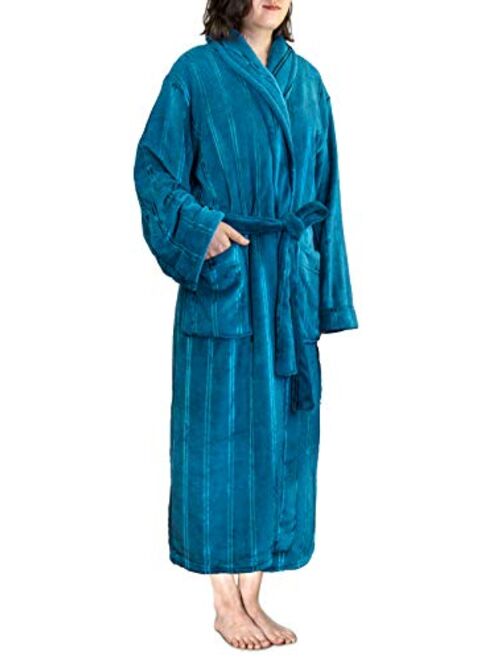 Premium Women Fleece Robe with Satin Trim | Luxurious Super Soft Plush Bathrobe