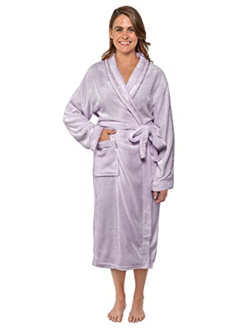 Premium Women Fleece Robe with Satin Trim | Luxurious Super Soft Plush Bathrobe