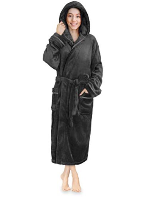 Premium Women Fleece Robe with Satin Trim | Luxurious Super Soft Plush Bathrobe