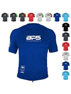 BPS Men's UPF 50+ Short Sleeve and Long Sleeve Swim Shirt/Rash Guard with Sun Protection