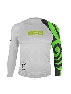 BPS Men's UPF 50+ Short Sleeve and Long Sleeve Swim Shirt/Rash Guard with Sun Protection