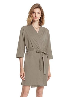 SIORO Women's Kimono Robes Cotton Lightweight Bath Robe Knit Bathrobe Soft Sleepwear V-Neck Ladies Nightwear