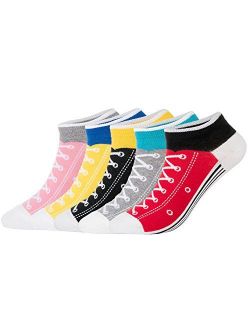 KONY Womens 5 Pack Lightweight Cotton (86%) Novelty Low Cut Socks Cool Sneakers Ankle Socks Fun Gifts Idea Size 6-10