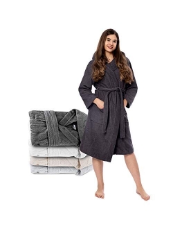 Bathrobe Women - 100% Turkish Cotton - No Chemicals, Hood, 2 Pockets, Belt, Soft, Absorbent