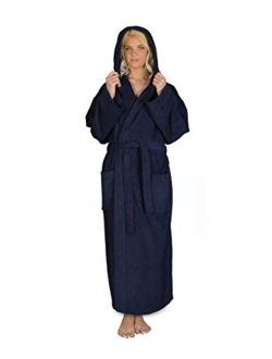 Arus Women's Hooded Classic Bathrobe Turkish Cotton Robe with Full Length Options