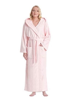 Arus Women's Hooded Classic Bathrobe Turkish Cotton Robe with Full Length Options