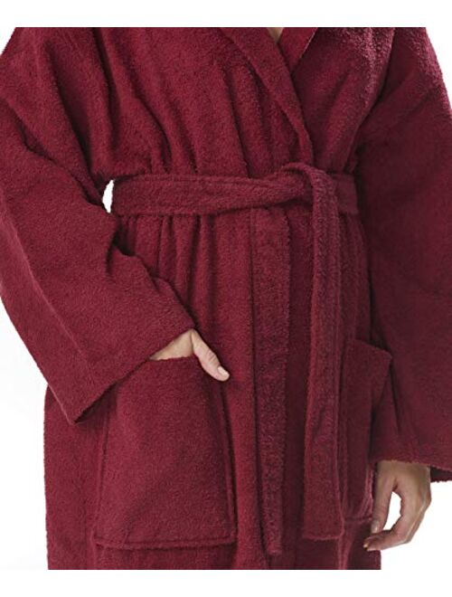 Arus Women's Hooded Classic Bathrobe Turkish Cotton Robe with Full Length Options