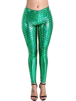 Women Sexy Mermaid Fish Scale Hologram Stretch Soft Shine Leggings