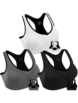 3 Pack Women Racerback Sports Bras High Impact Workout Yoga Gym Fitness Bra