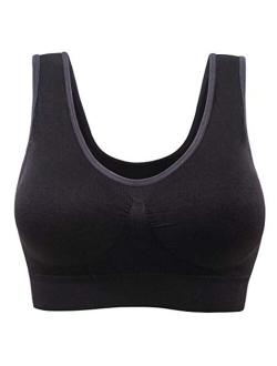 AM CLOTHES Womens Plus Size Sports Bra Padded Seamless Wireless Yoga Sleep Bra Multi Pack