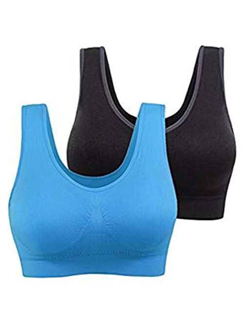 AM CLOTHES Womens Plus Size Sports Bra Padded Seamless Wireless Yoga Sleep Bra Multi Pack