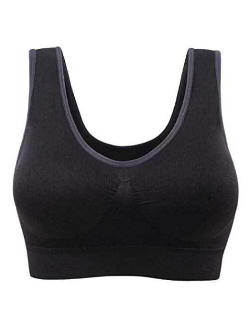 AM CLOTHES Womens Plus Size Sports Bra Padded Seamless Wireless Yoga Sleep Bra Multi Pack