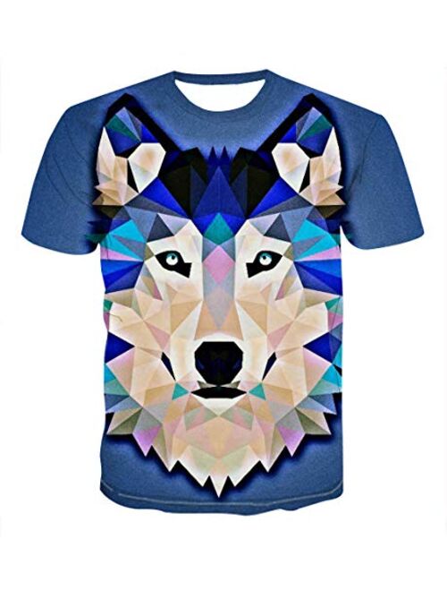 Genuxury Fashion Mens 3D Digital Printed Design Pattern T-Shirts Top Tees