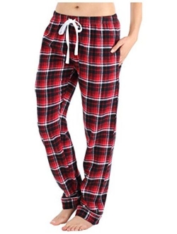 PajamaMania Women's Cotton Flannel Pajama PJ Pants with Pockets